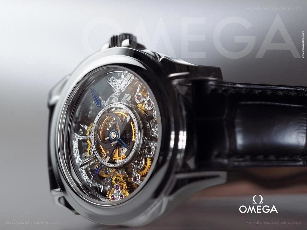 Omega watch with visible gears