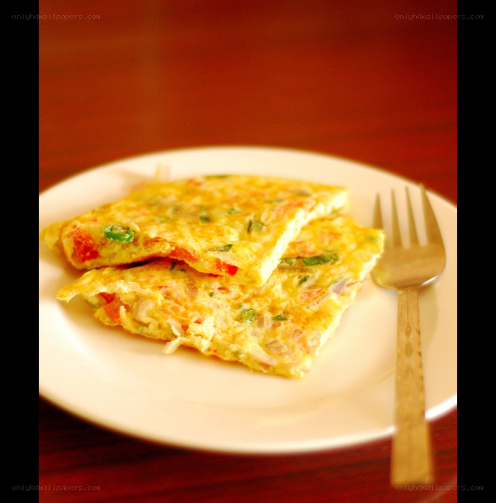 Omelet with vegetables on a plate