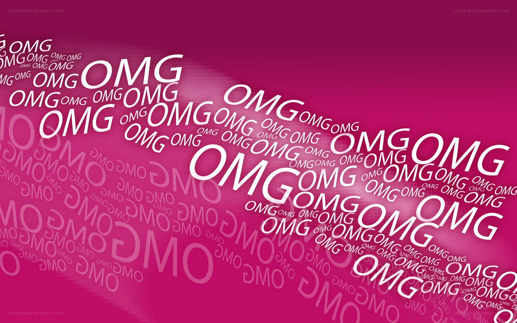 OMG text art on pink