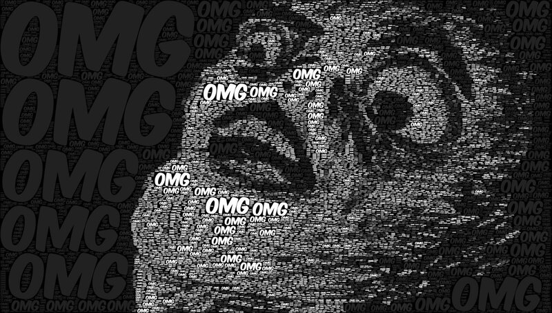 OMG text art portrait