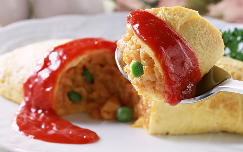 Omurice with Ketchup — Yellow