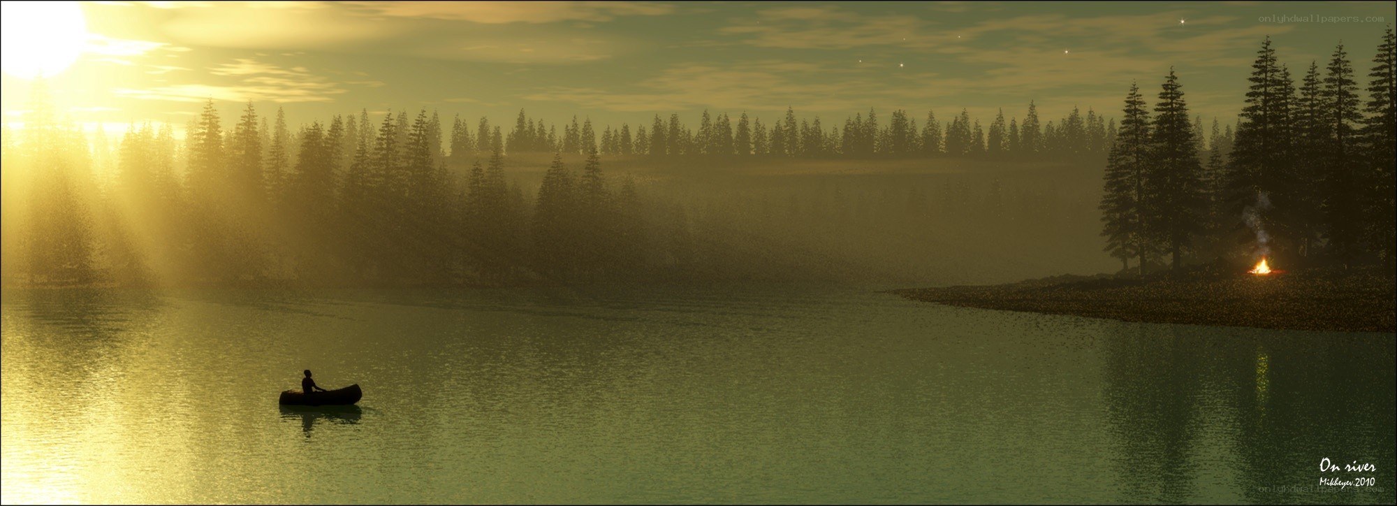 On river at sunset