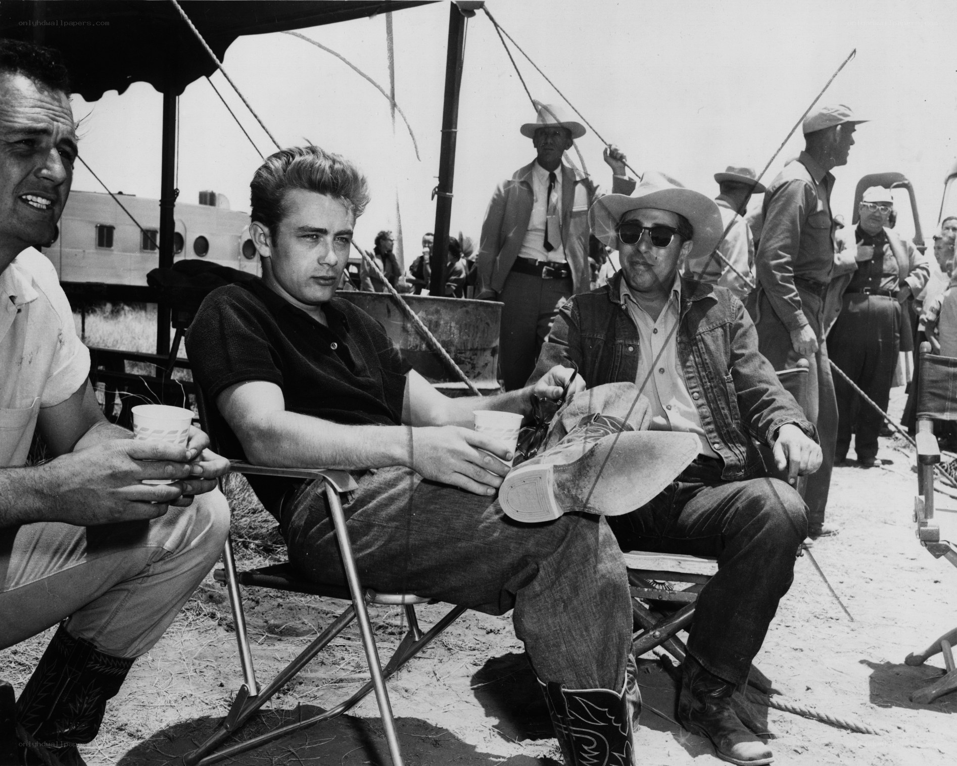 On set with James Dean