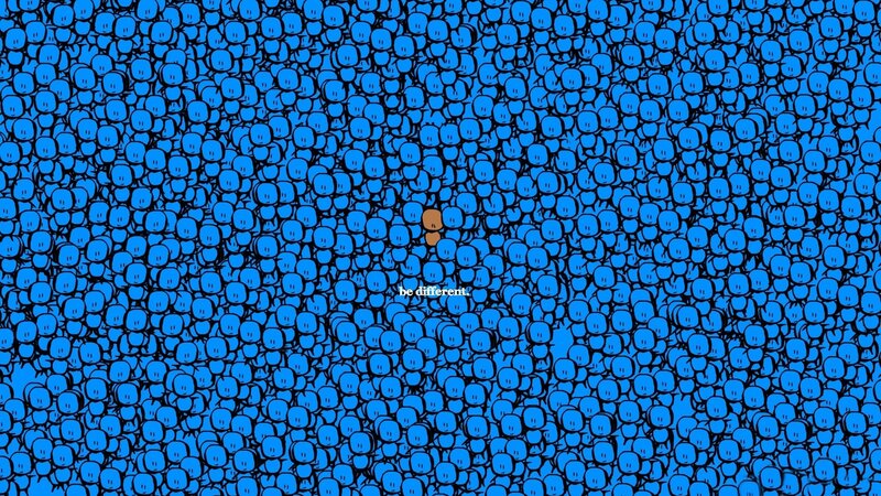One Brown Figure Among Blue