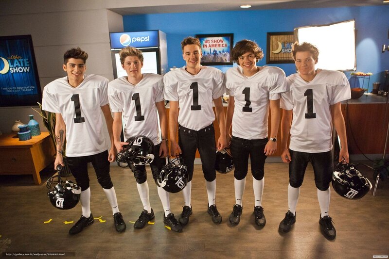 One Direction in football uniforms