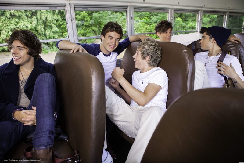 One Direction on a bus