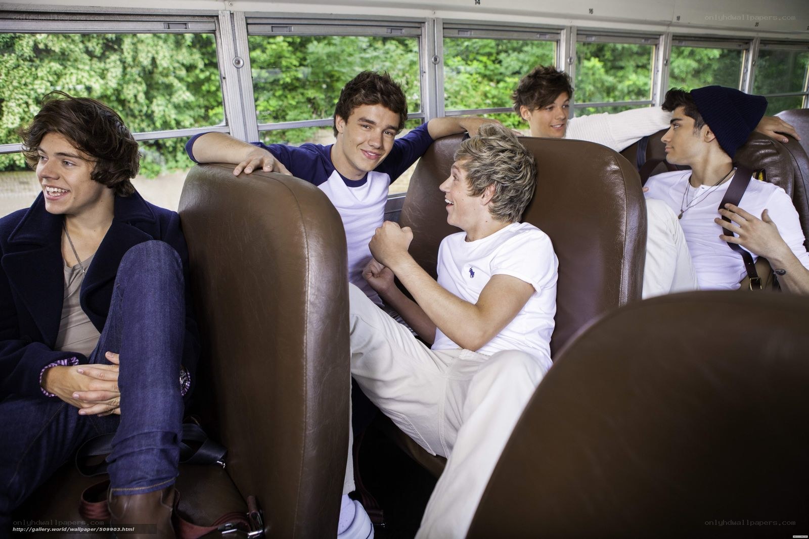 One Direction on a bus