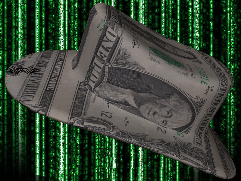 One dollar bill in digital matrix