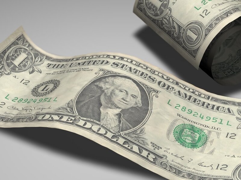 One Dollar Bill — White