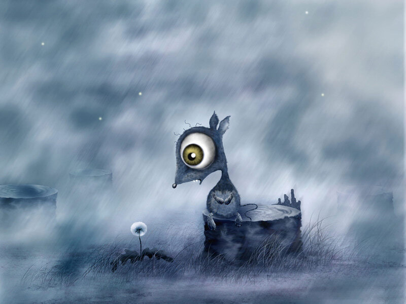 One-eyed Creature in Rain