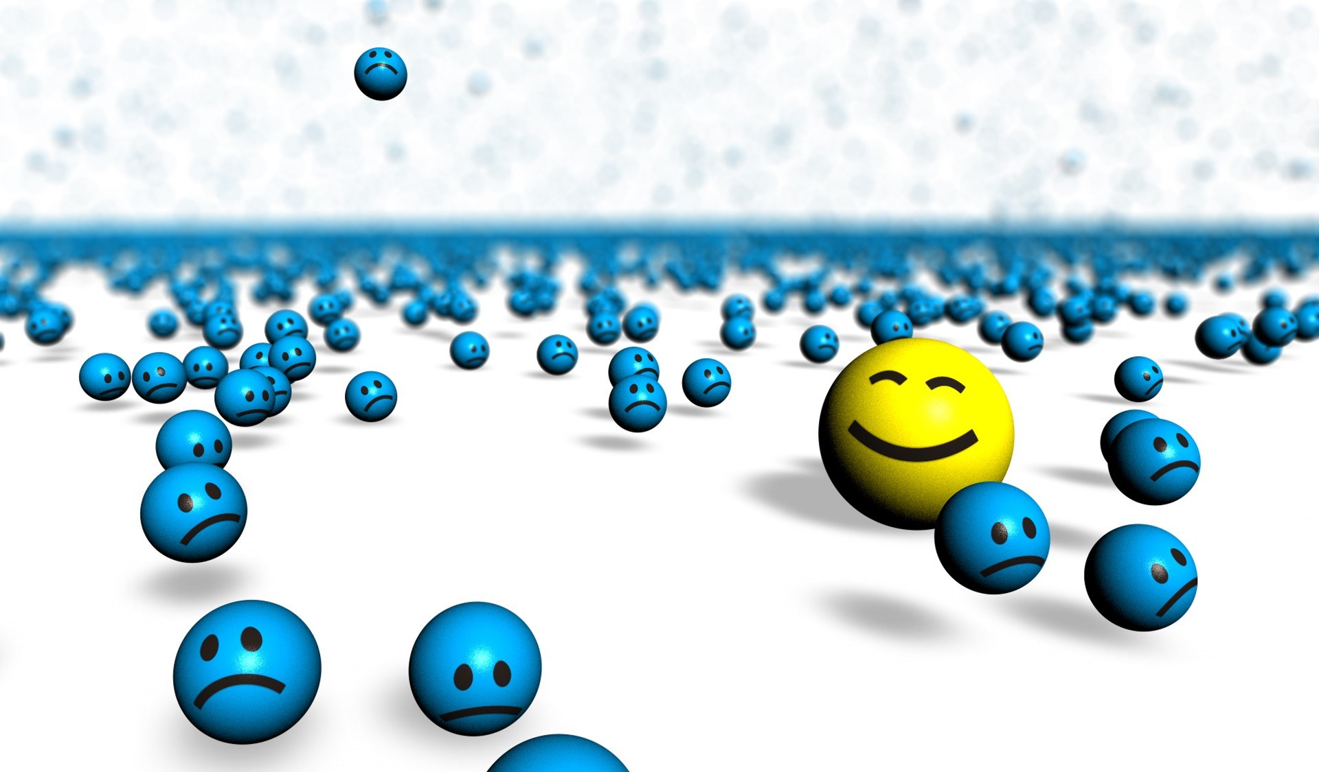 one happy face among sad faces