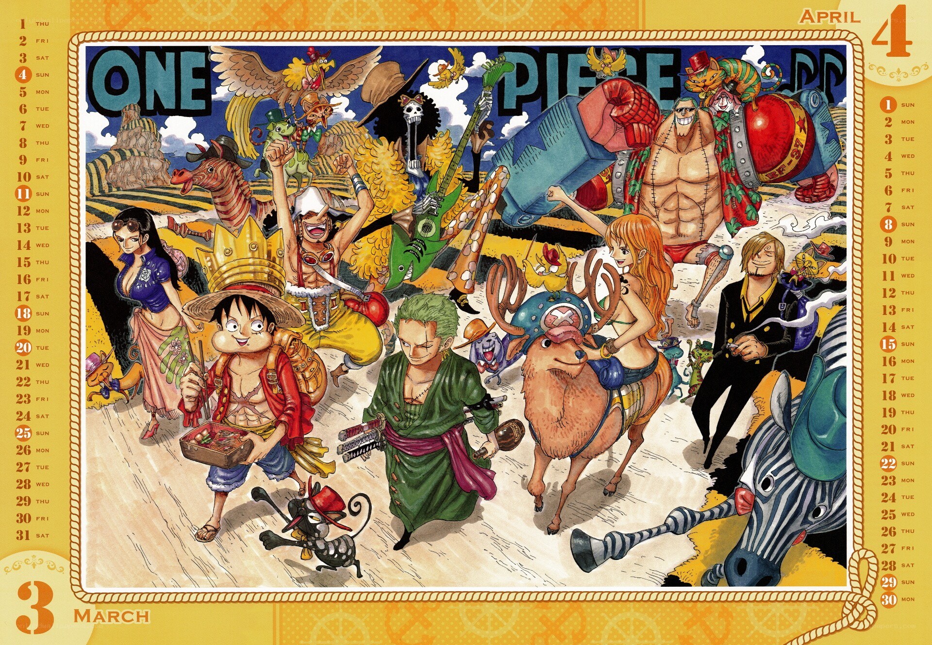 One Piece April calendar page