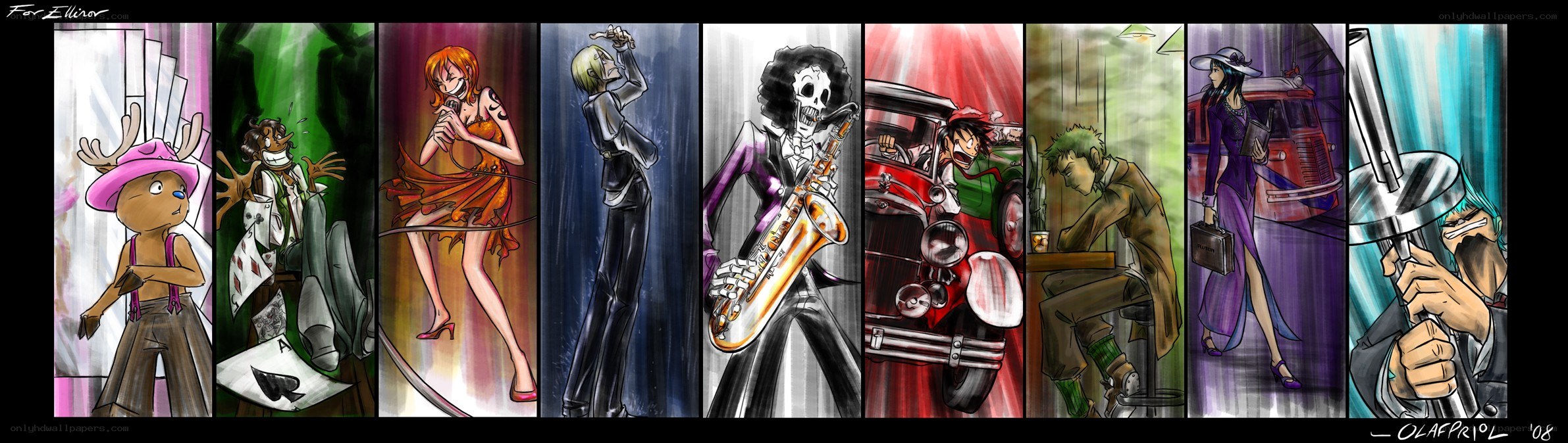 One Piece character art collage