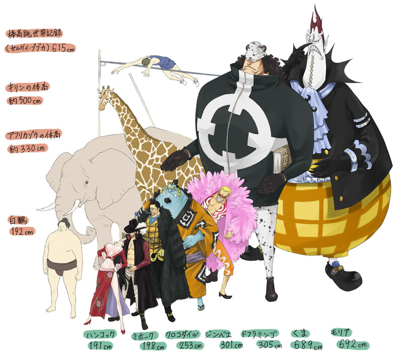 One Piece character height comparison