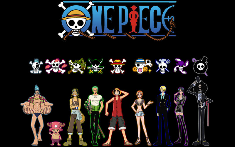 One Piece characters and logos