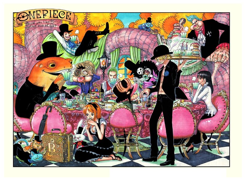 One Piece Characters at Tea Party