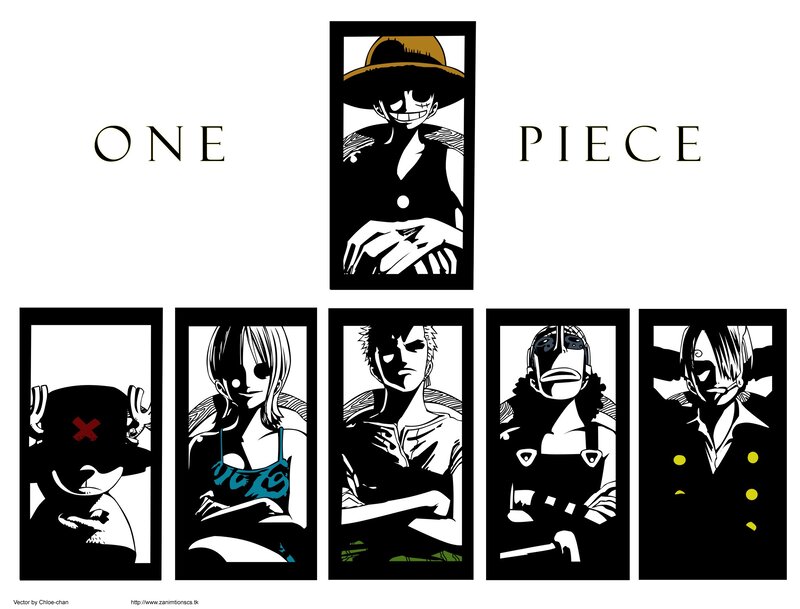 One Piece Characters — Black, Dramatic, Vector Art