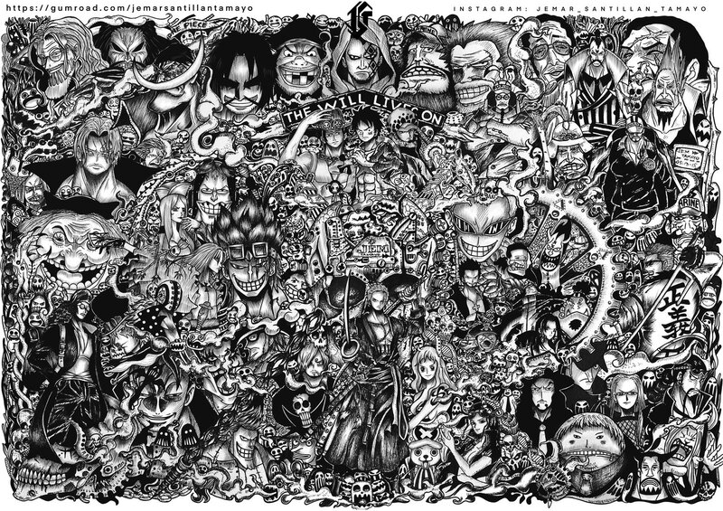 One Piece Characters Collage — Black