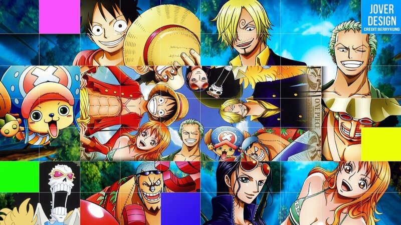 One Piece Characters Collage — Blue, Adventurous