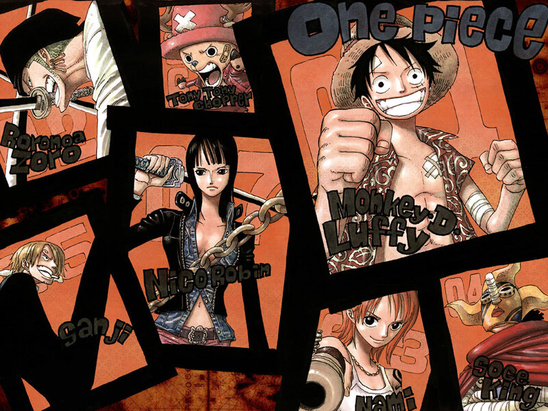 One Piece Characters Collage — Orange