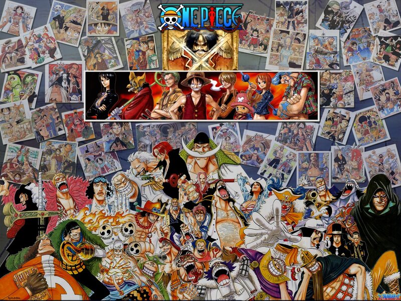One Piece Characters Collage — Red