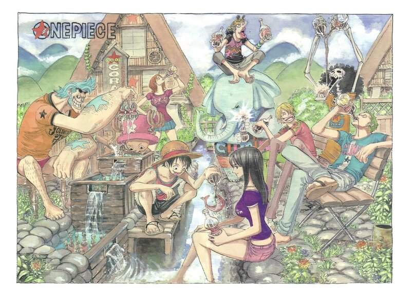 One Piece Characters Drinking