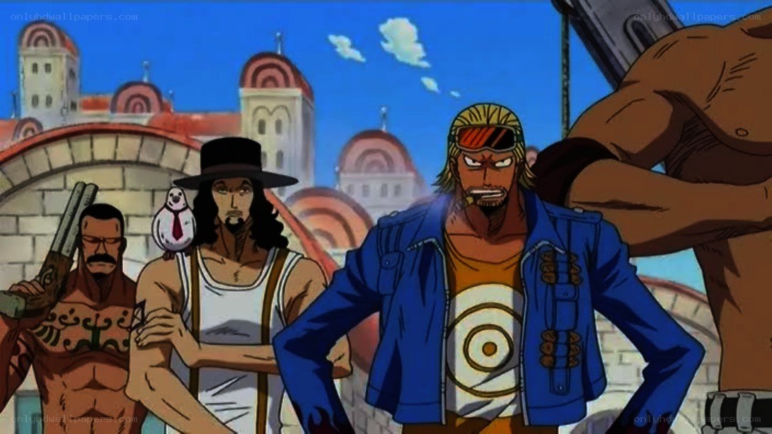 One Piece characters in a city