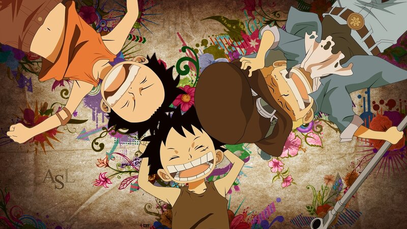 One Piece characters in a colorful scene