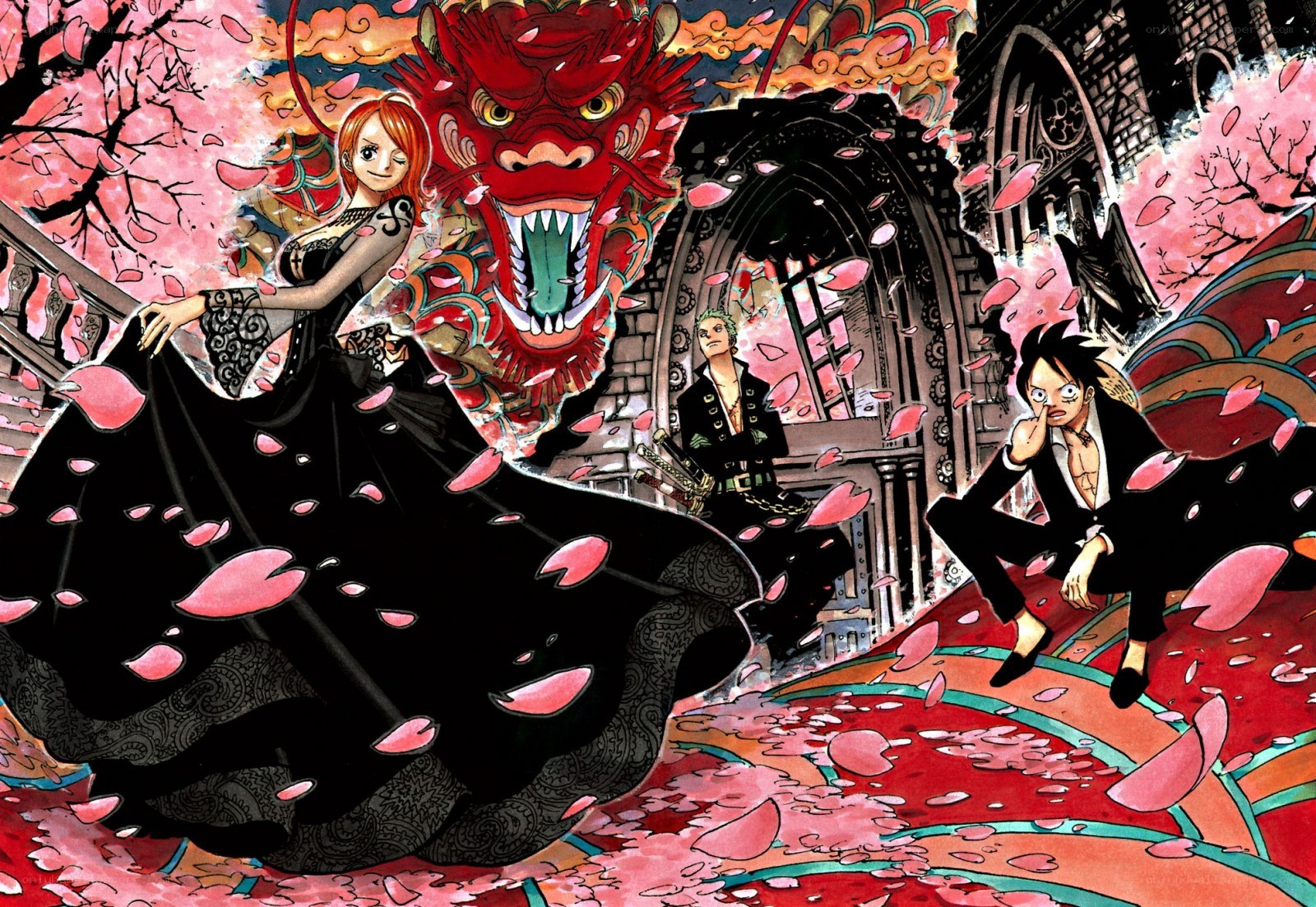 One Piece characters in a dramatic scene