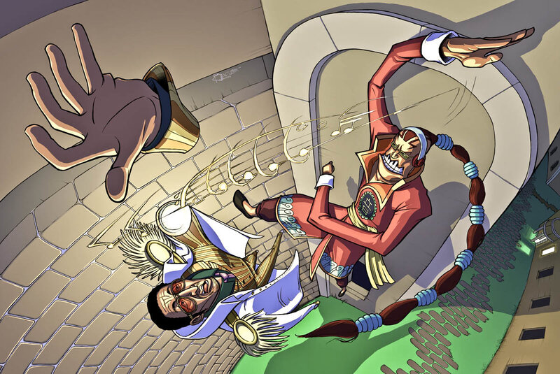 One Piece characters in action