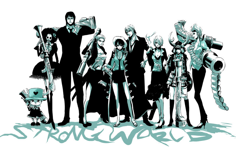 One Piece characters in black and teal