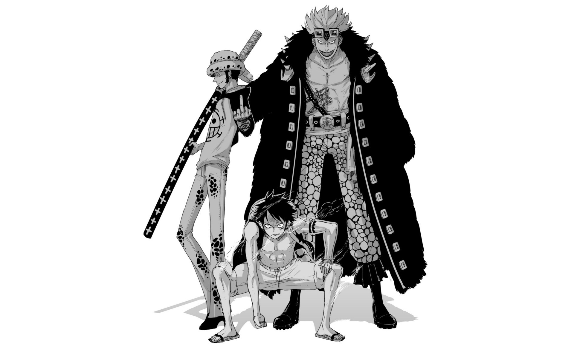 One Piece characters in black and white