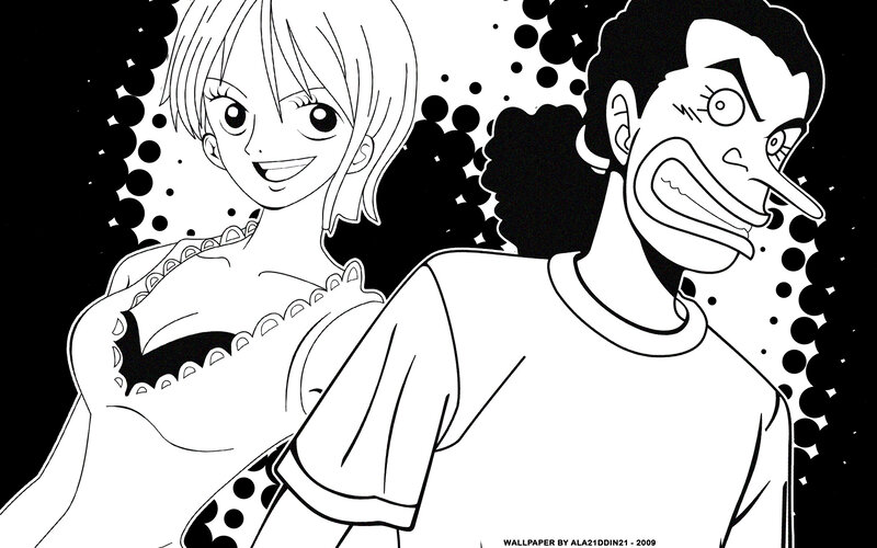 One Piece characters in black and white