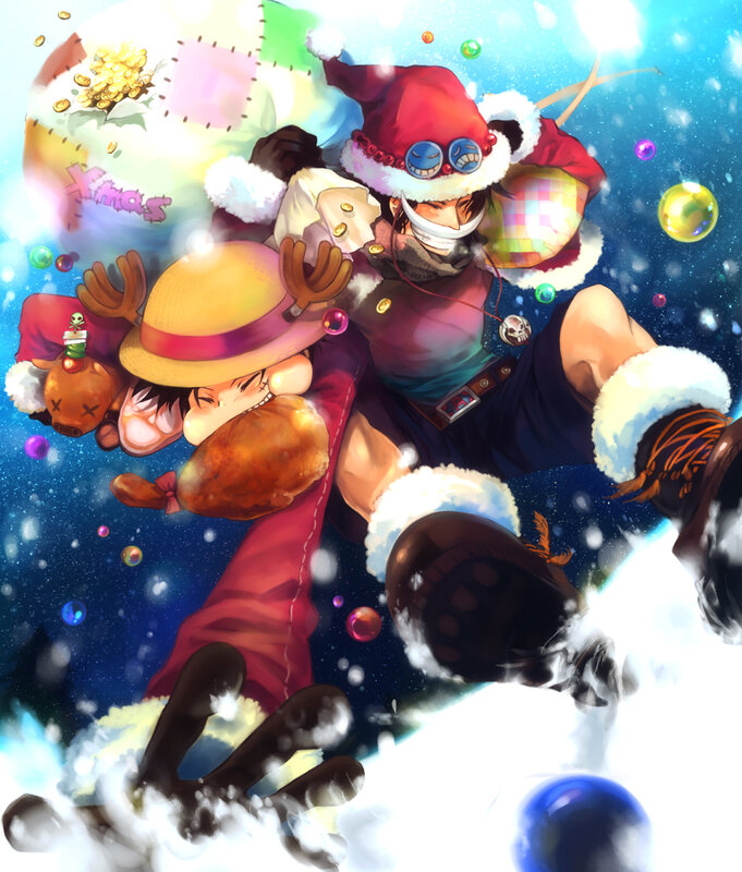 One Piece characters in Christmas gear