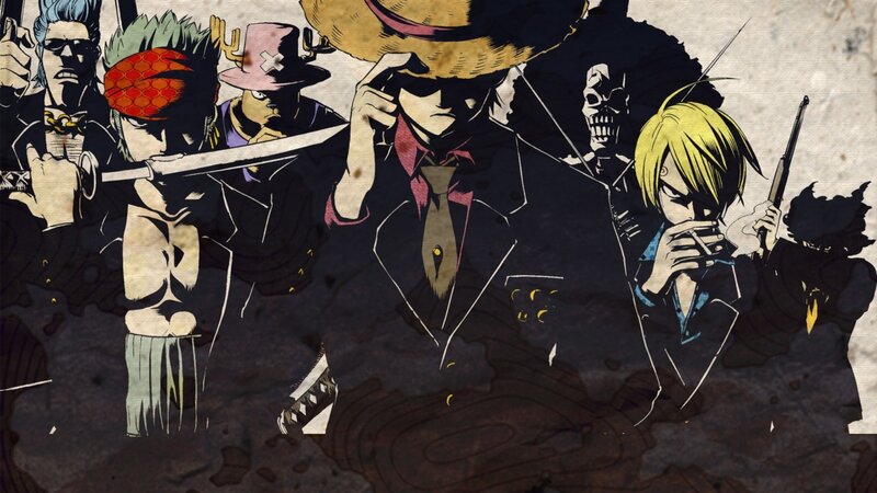 One Piece characters in dark art style