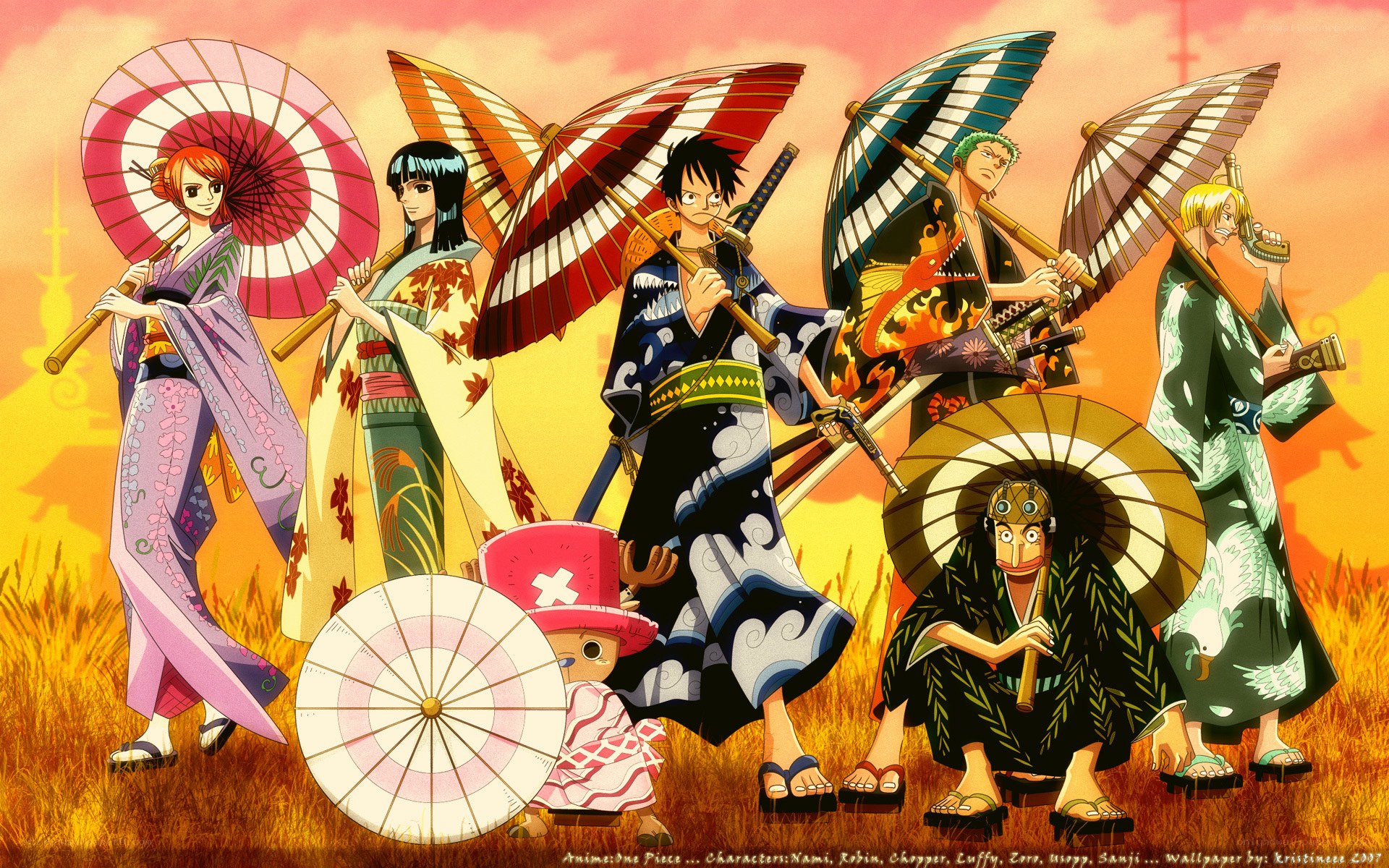 One Piece characters in kimonos