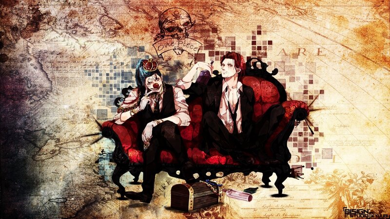 One Piece characters on a throne
