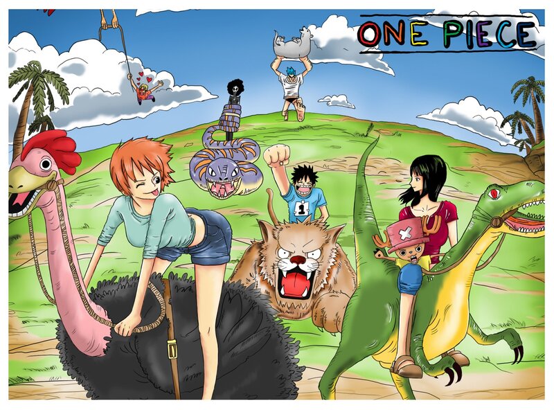 One Piece characters on animals