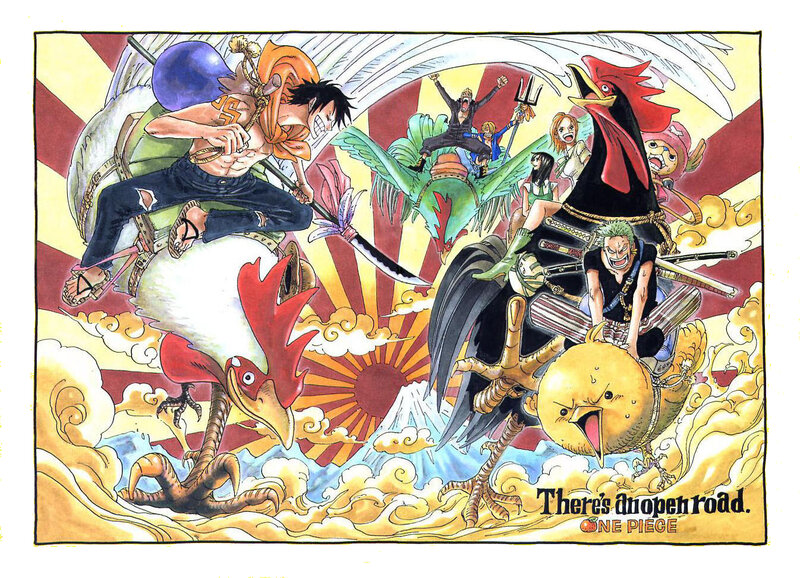 One Piece characters on birds