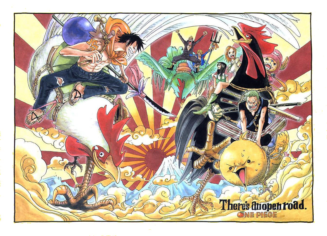 One Piece characters on birds