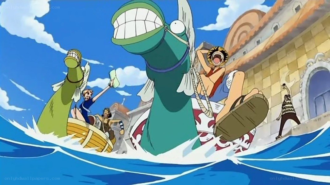 One Piece characters on sea monsters