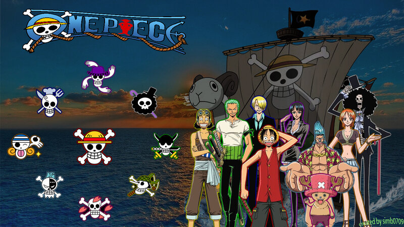 One Piece Characters on Ship — Blue