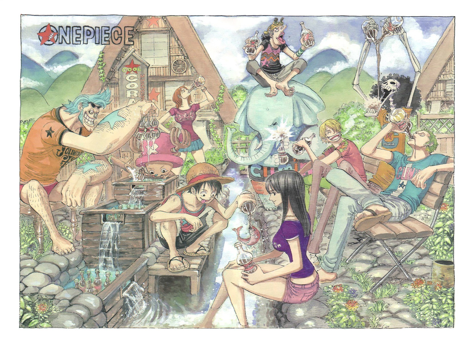 One Piece characters relaxing