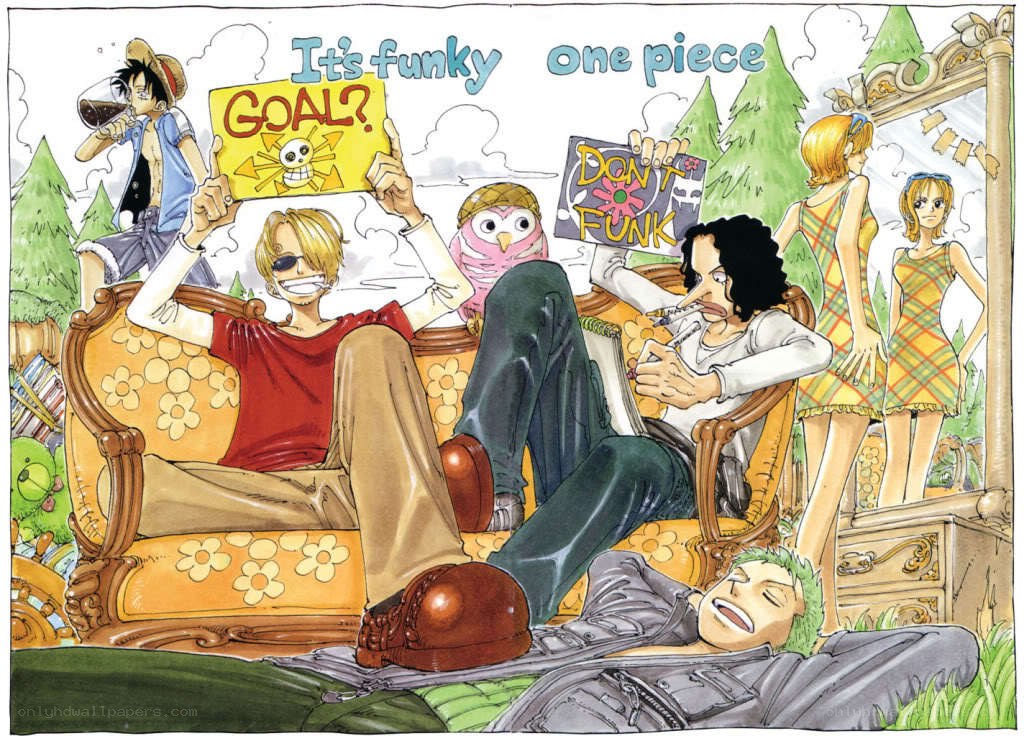 One Piece characters relaxing