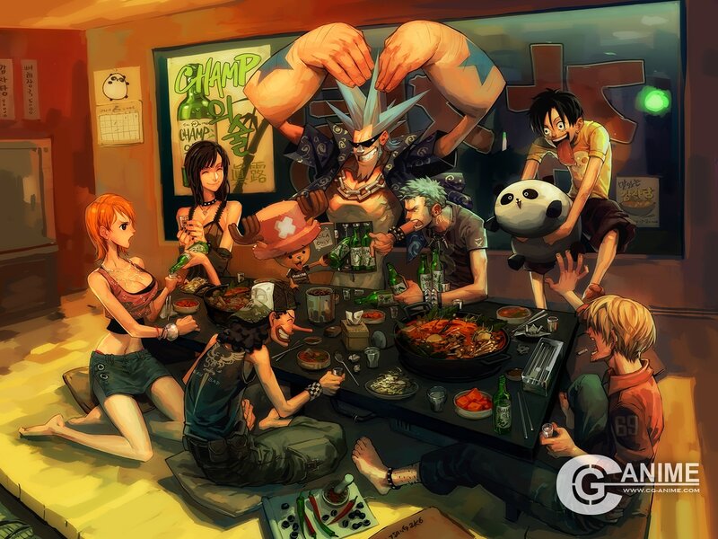 One Piece crew at a dinner party