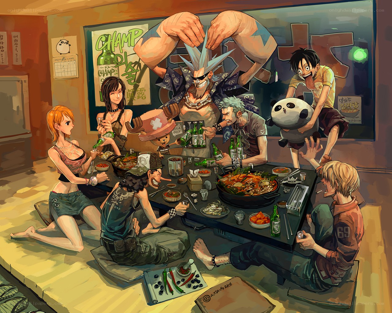 One Piece crew at a dinner party