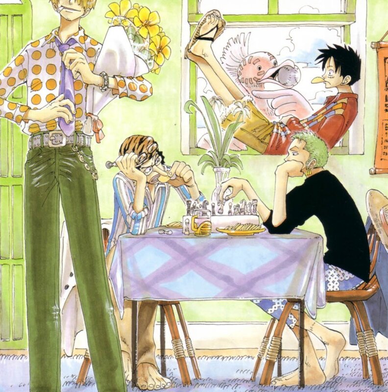 One Piece crew at a table