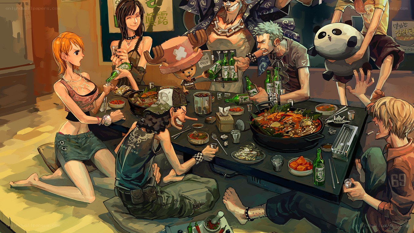 One Piece crew at dinner