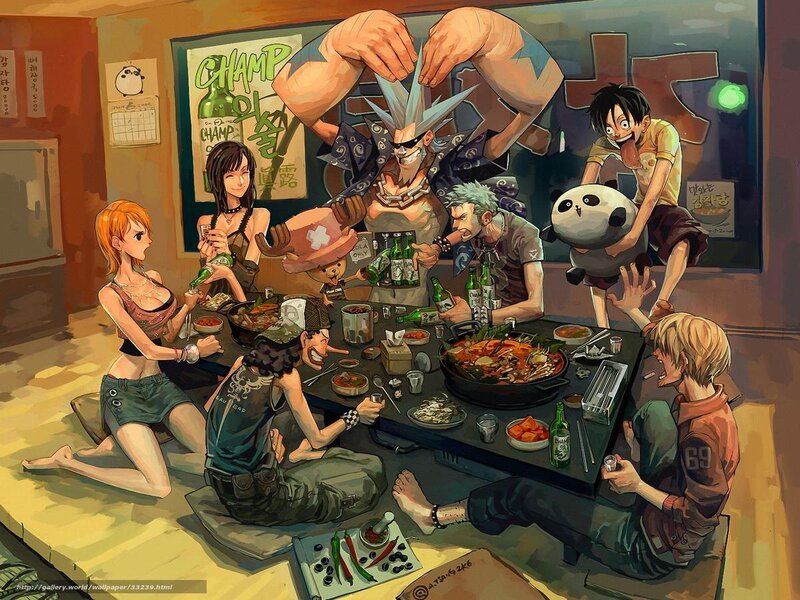 One Piece crew at dinner