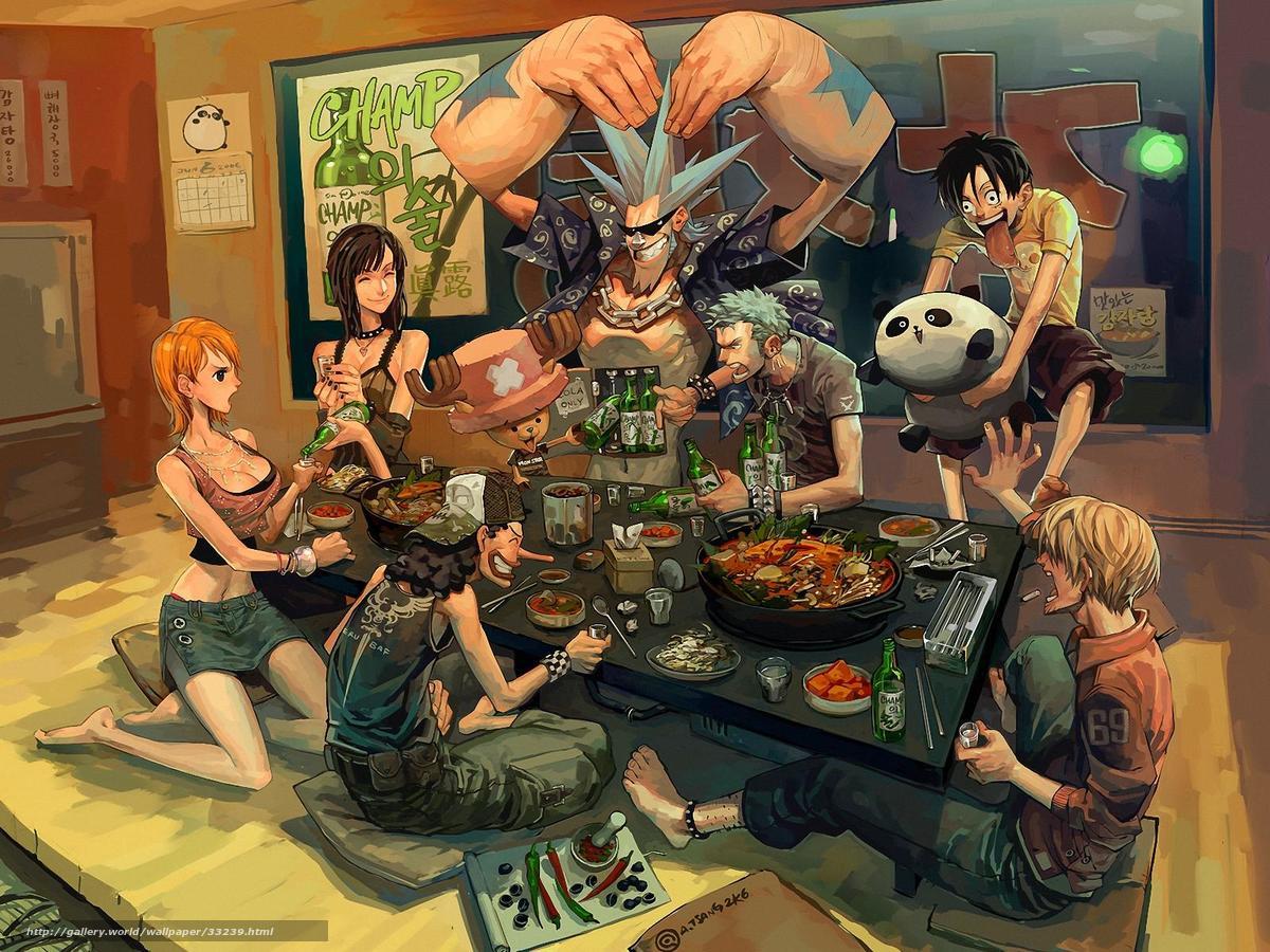 One Piece crew at dinner